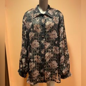 Fitting Image Blouse, Color-Black/Brown,Size-18